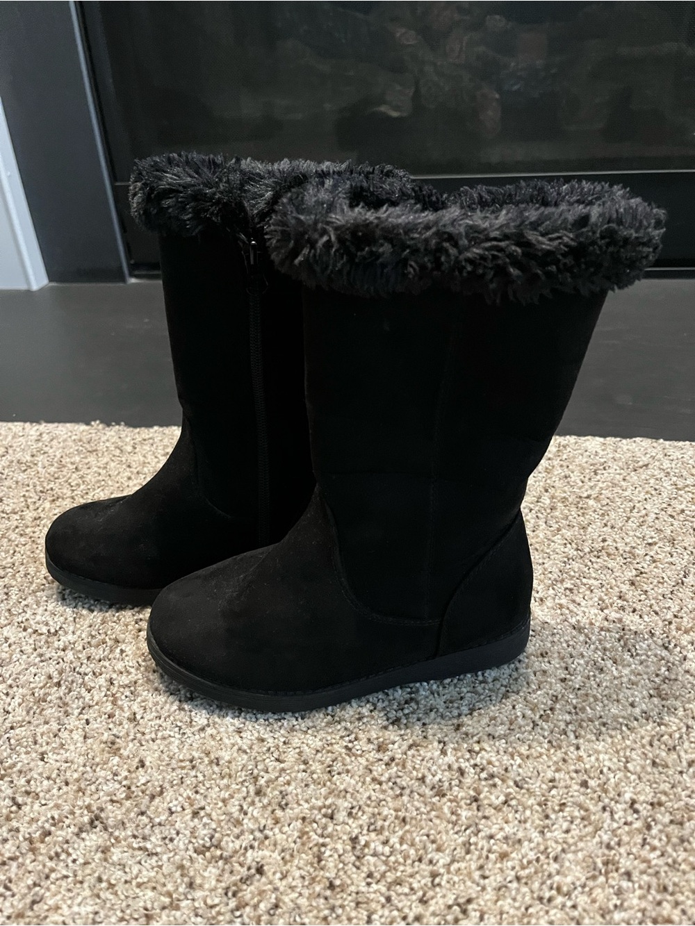 Cat & Jack Black Faux-Fur Winter Boots